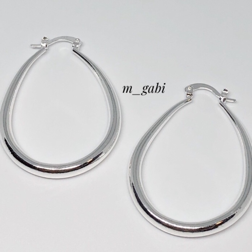2” Sterling silver oval hoops - Picture 3 of 4